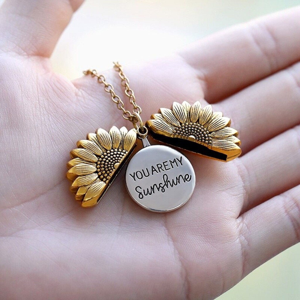 Sunflower locket with You Are My Sunshine engraving